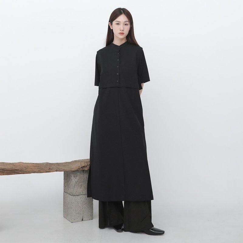 Fusheng_浮生背心式洋装_23SF110_黑 - 洋装/连衣裙 - 聚酯纤维 黑色