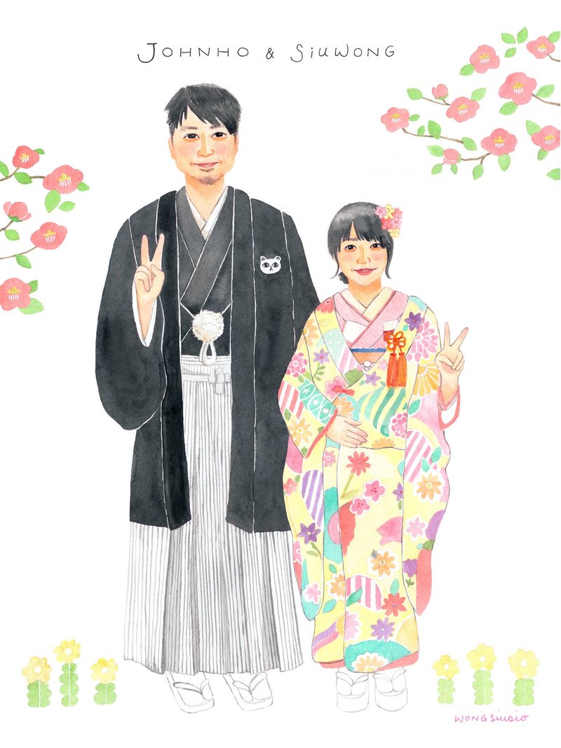 定制化 水彩似颜绘 / 结婚 - 海报/装饰画/版画 - 纸 白色