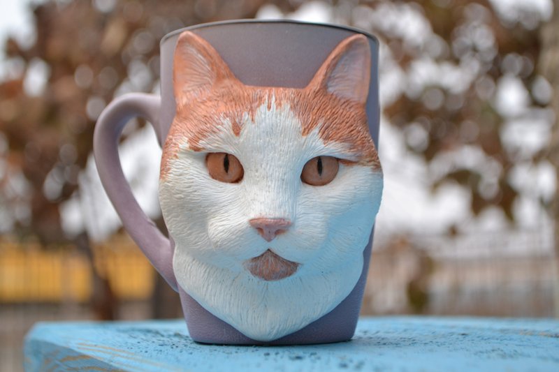 Custom ginger cat mug  - Custom pets portrait  - Custom pet gifts - 花瓶/陶器 - 陶 
