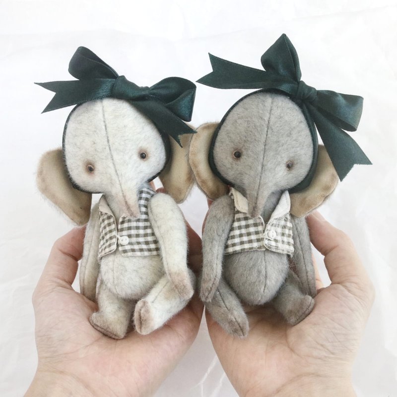 (材料包附教学) 五关节小象玩偶材料包  DIY布偶材料包 - 编织/刺绣/羊毛毡/裁缝 - 其他材质 灰色