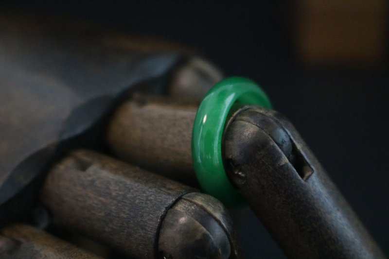 玉髓戒指翡翠戒圈百搭素戒圈简约大气 - 戒指 - 半宝石 绿色