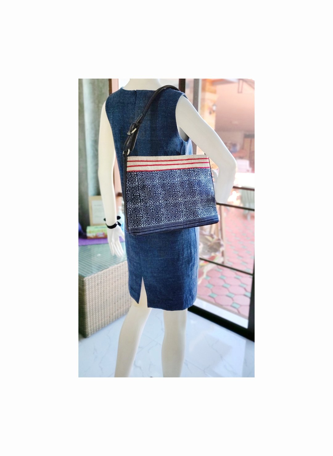 Ethnic Block-printed Batik Hobo Bag in Indigo, Indigo Tribal Bag - 其他 - 棉 蓝色