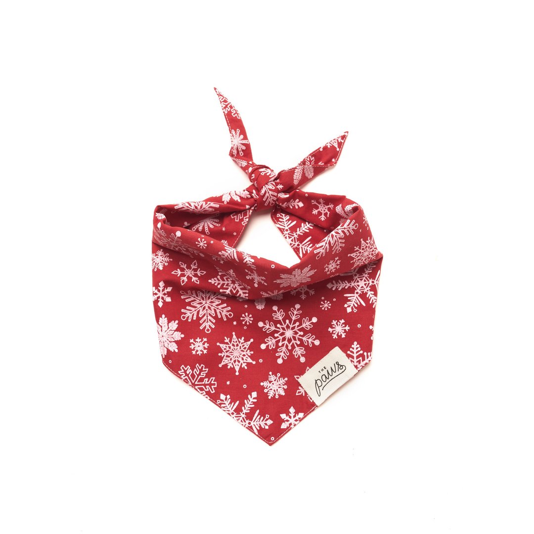 最后一件L THE PAWS 手工宠物领巾 Ruby Snowflakes 红宝石雪花 - 项圈/牵绳 - 棉 红色