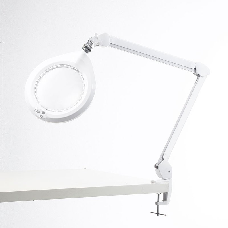 1.8x/3D/178mm 大镜面LED调光时尚护眼台灯放大镜 桌夹式【E058】 - 灯具/灯饰 - 玻璃 白色