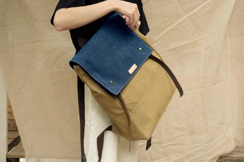 sobag原创复古后背包大容量帆布书包休闲情侣双肩包旅行包电脑包 - 后背包/双肩包 - 棉．麻 蓝色