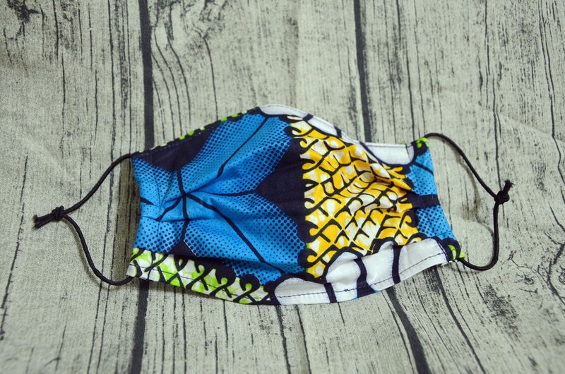 非洲花布口罩套-沁凉冰沙 - 口罩 - 棉．麻 蓝色