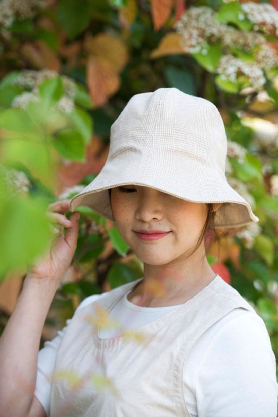 Glen plaid tulip hat M size [Organic Cotton] - 帽子 - 棉 