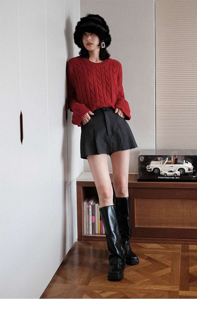 秋冬高腰超短款辣妹A字百褶西装半身裙裤热裤女 - 女装短裤 - 聚酯纤维 