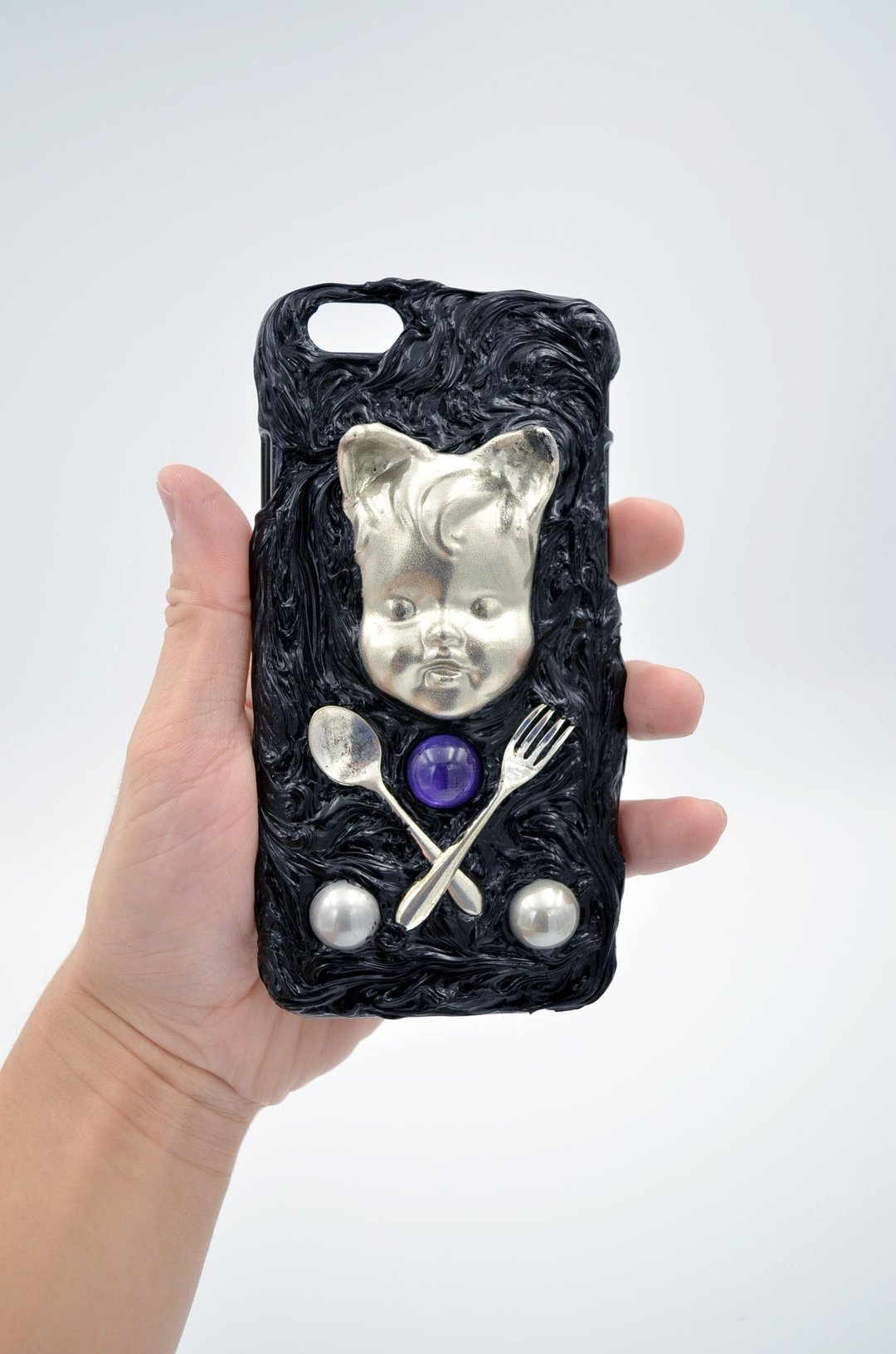 金属银色小男孩娃娃头 iPhone 8s 手机壳 可订制其他手机型号 - 手机壳/手机套 - 塑料 银色