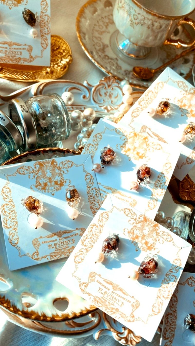 香港原创手工耳环 简约风日本棉花珠树脂吊坠耳夹 小资女办公穿搭 - 耳环/耳夹 - 树脂 黑色