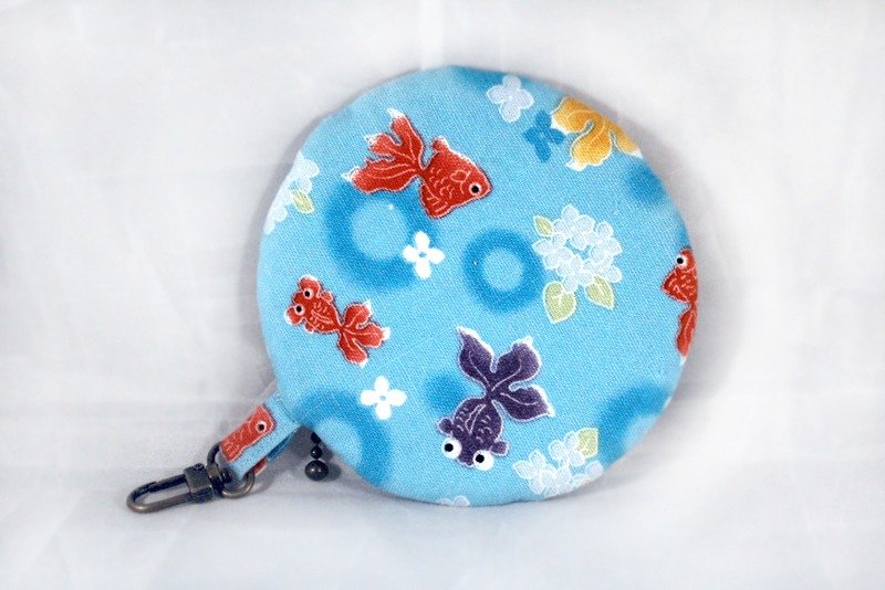 圆圆小锦囊-夏日小金鱼 - 零钱包 - 棉．麻 蓝色