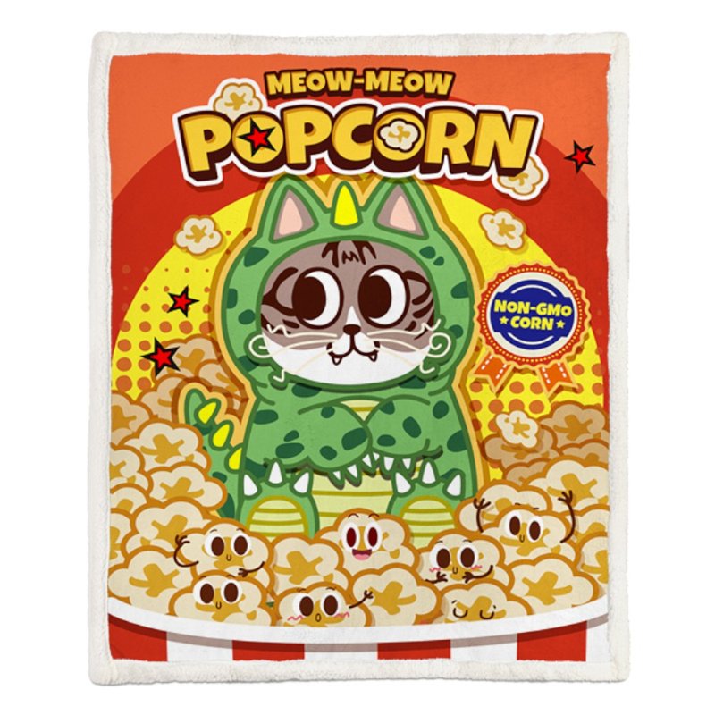 冷气毯-爆米花恐龙喵120x150cm和150x200cm (两种尺寸) - 被子/毛毯 - 其他人造纤维 