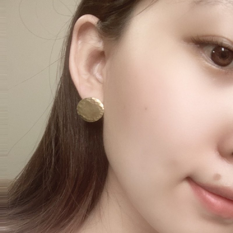 日晕黄昏-黄铜耳环(925银针) - 耳环/耳夹 - 铜/黄铜 