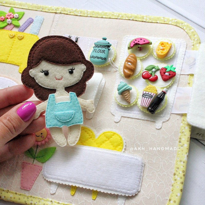 Dollhouse Quiet Book Pattern, DIY Tiny Dollhouse with Felt Doll & Clothes - 编织/刺绣/羊毛毡/裁缝 - 其他材质 