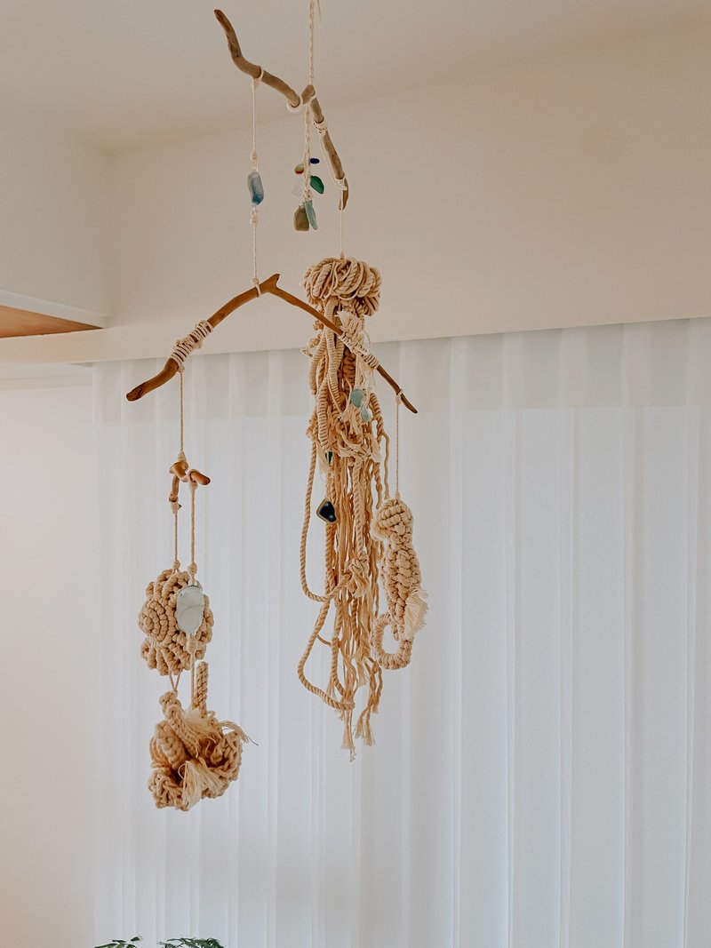 Macramé 编织海洋生物动态平衡挂饰 - 摆饰 - 棉．麻 白色