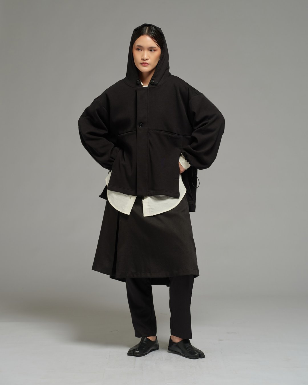 Unisex：连帽毛衣 (Jersey Black) - 中性连帽卫衣/T 恤 - 棉 黑色