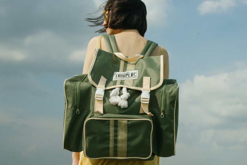 Troopers Stripe Plus Khaki - 后背包/双肩包 - 尼龙 卡其色