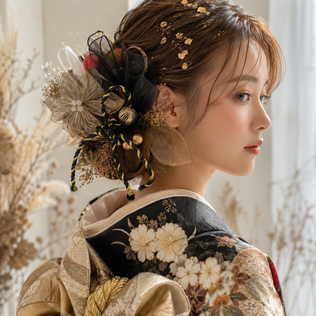 发饰 20 件套组 美国之花 和服 日式礼服 永生花 - 发饰 - 其他材质 金色