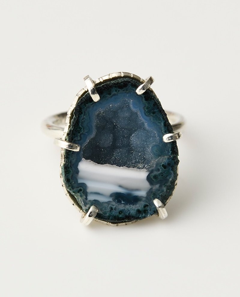 CR84 (Baby agate) - 戒指 - 其他金属 蓝色