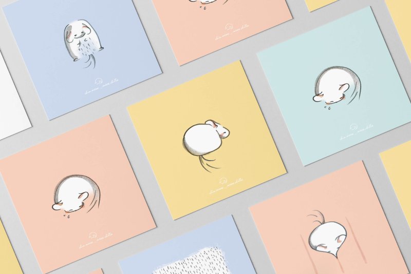 龙猫手绘 / 多款 方形 明信片 POSTCARD 香港制 - 卡片/明信片 - 纸 多色