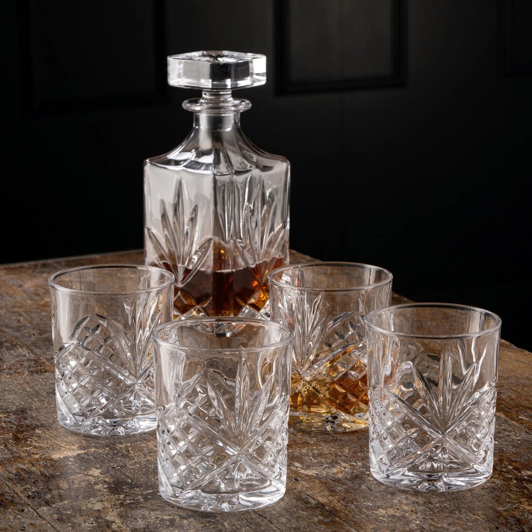 爱尔兰 Galway 醒酒器 700ml+ 威士忌酒杯 250ml 4 入 父亲节礼物 - 酒杯/酒器 - 玻璃 银色