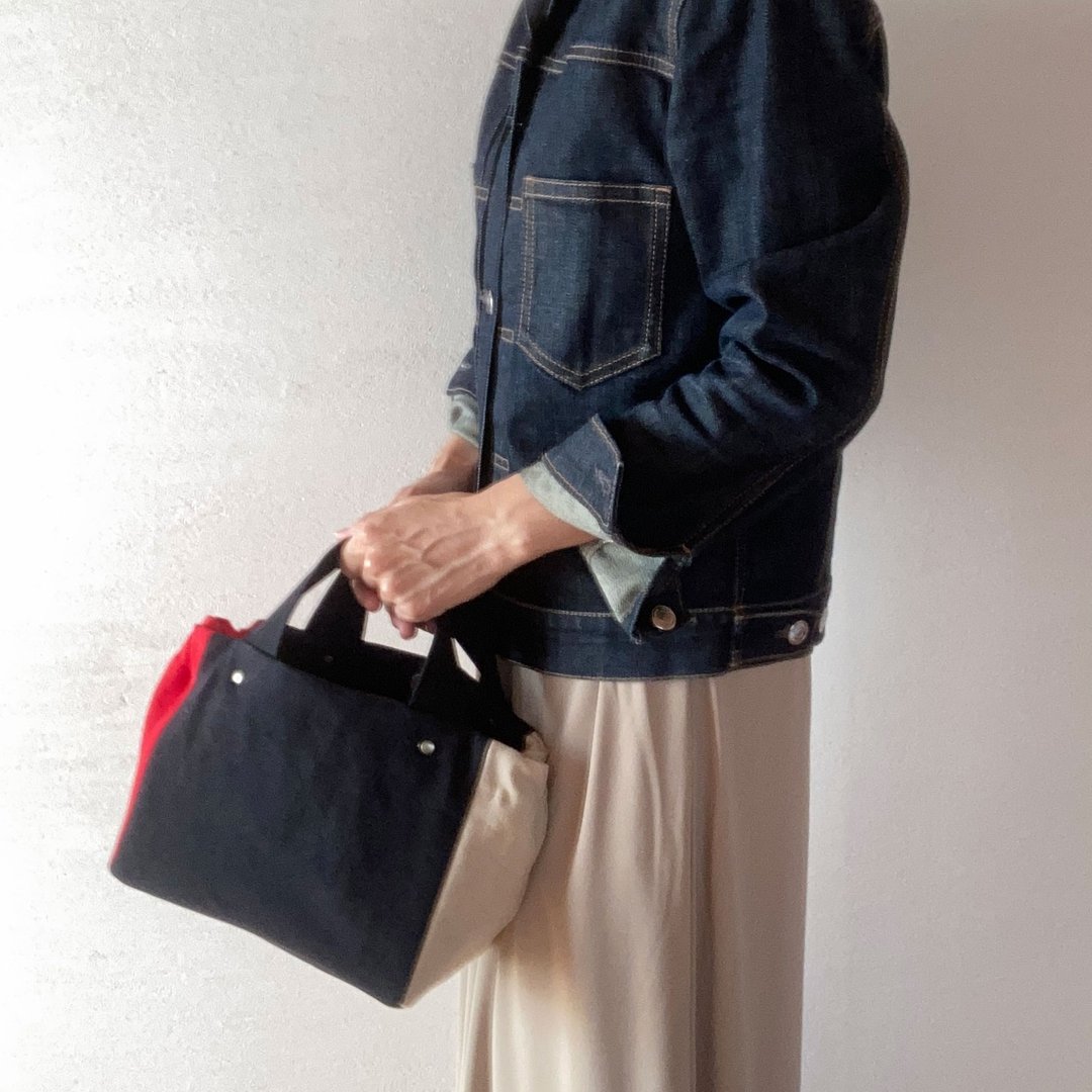 Gather Tote Colors Mini 黑色 红色 象牙白 8号帆布 色块拼接 迷你托特包 - 手提包/手提袋 - 棉 多色