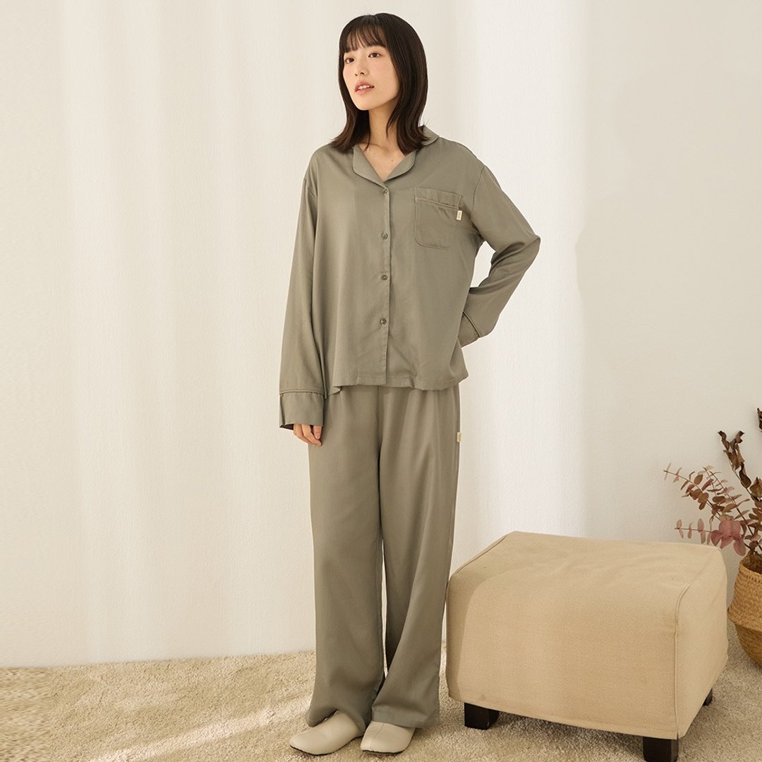 UMORFIL胶原蛋白舒滑衬衫套装-共3色 - 居家服/睡衣 - 棉 多色
