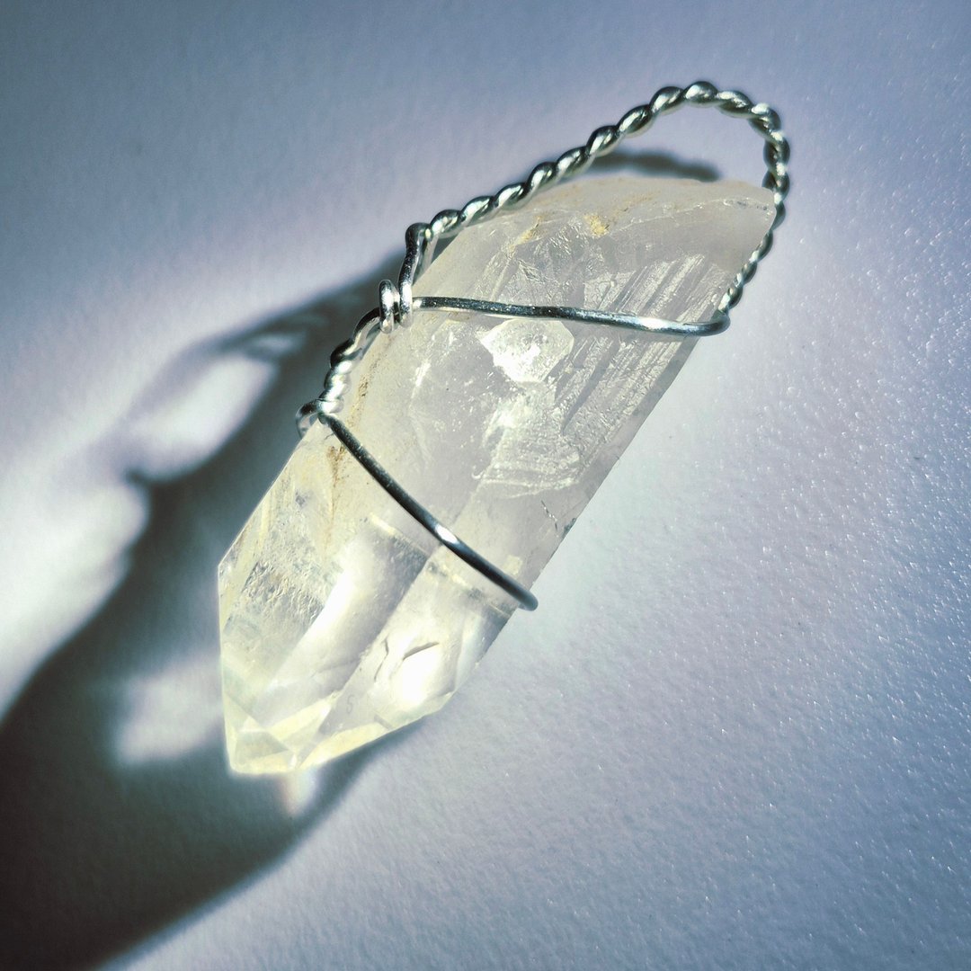 •高山的空气• 绕线 印记白水晶 水晶原矿吊坠 - 项链 - 水晶 白色
