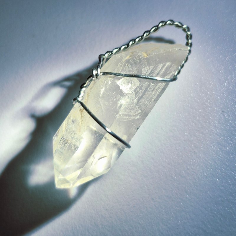 •高山的空气• 绕线 印记白水晶 水晶原矿吊坠 - 项链 - 水晶 白色