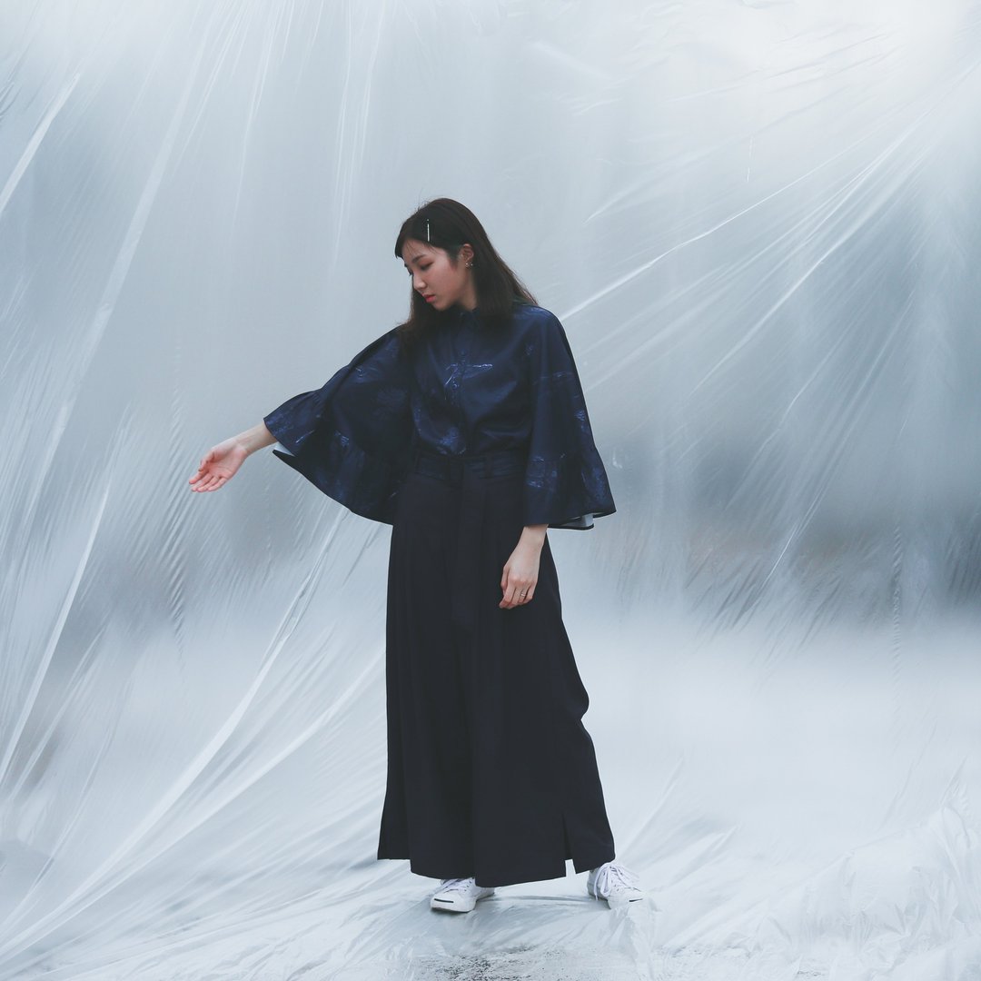 (上身款式) 鲸落系列 原创手绘印花 蝴蝶袖衬衫 - 女装上衣 - 其他材质 
