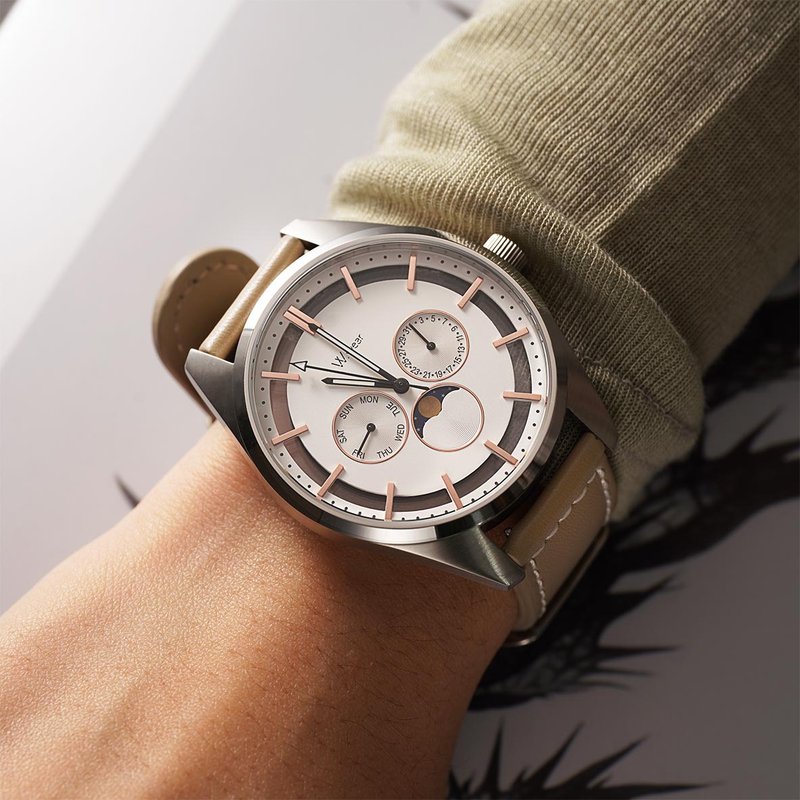 日月星辰篓空双眼表胆 - 时尚白 - 女表 - 不锈钢 白色