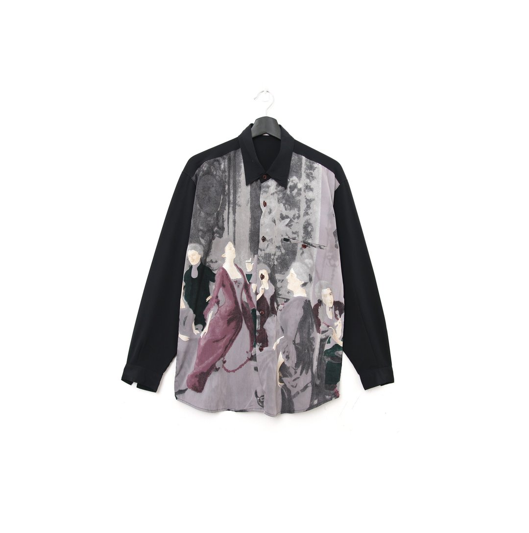 Back to Green-长袖柔软花衬衫 古典 场景 vintage shirt - 男装衬衫 - 聚酯纤维 