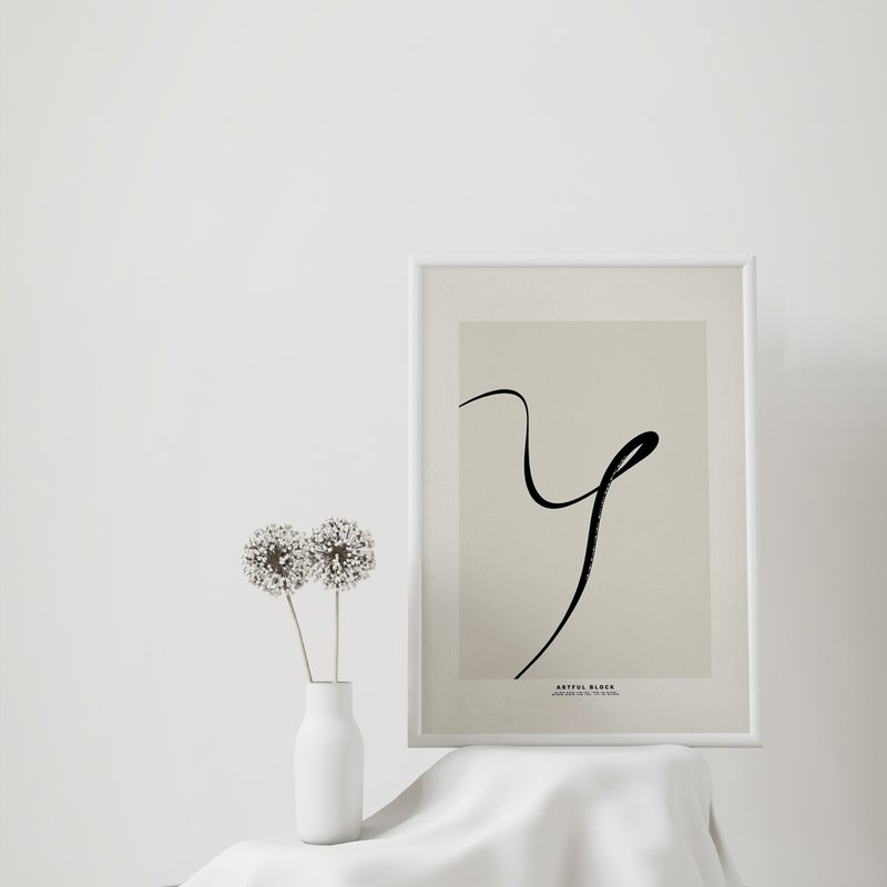 【订制】Dancing Letter 抽象英文字母Y | 海报挂画 | 定制消息 - 海报/装饰画/版画 - 棉．麻 白色