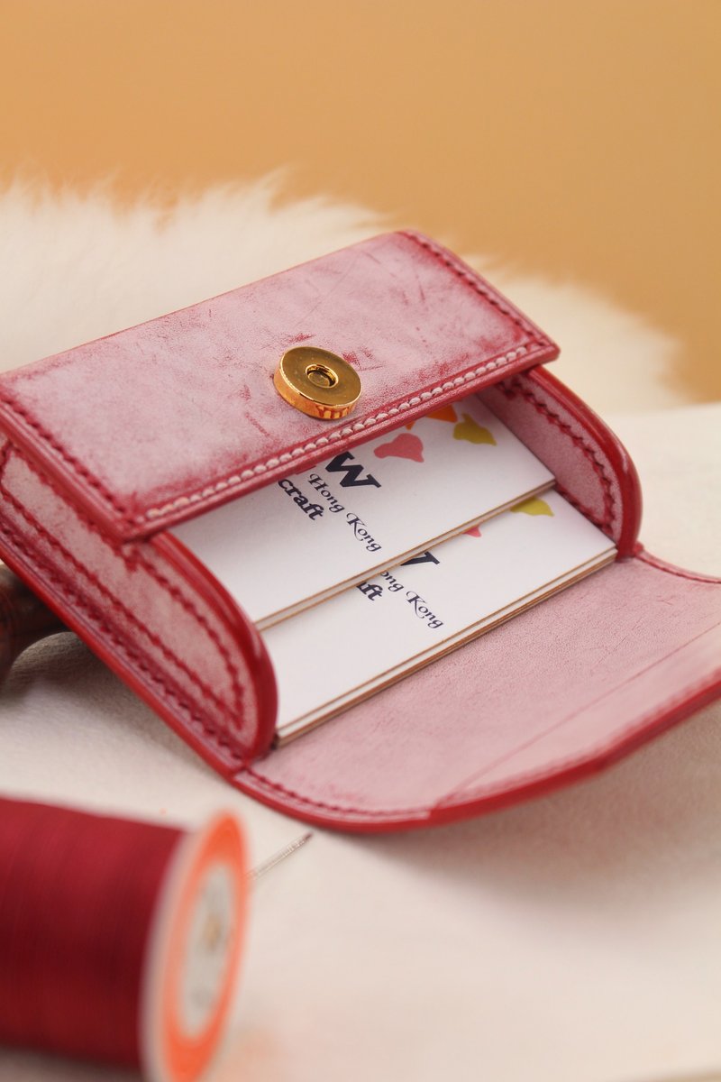 真皮短夹/植鞣革卡夹/信用卡/名片夹/卡片套/红色/现货1个 - 名片夹/名片盒 - 真皮 红色