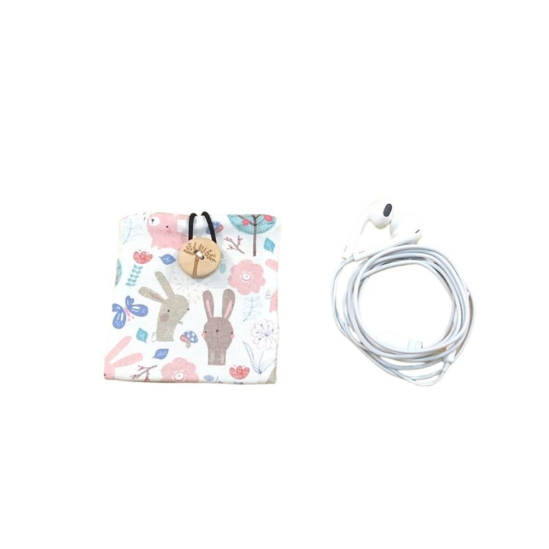 兔兔花园/AirPods保护套.耳机收纳袋.韩国纯棉限量制作 - 耳机收纳 - 棉．麻 粉红色