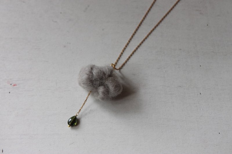 天然植物染 云朵项链 墨绿水滴碧玺 - 项链 - 宝石 绿色