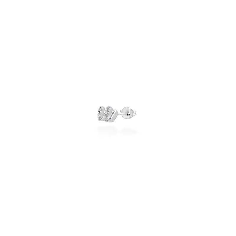 【mori】u字母钻石耳环 【14k白金】 - 耳环/耳夹 - 钻石 银色