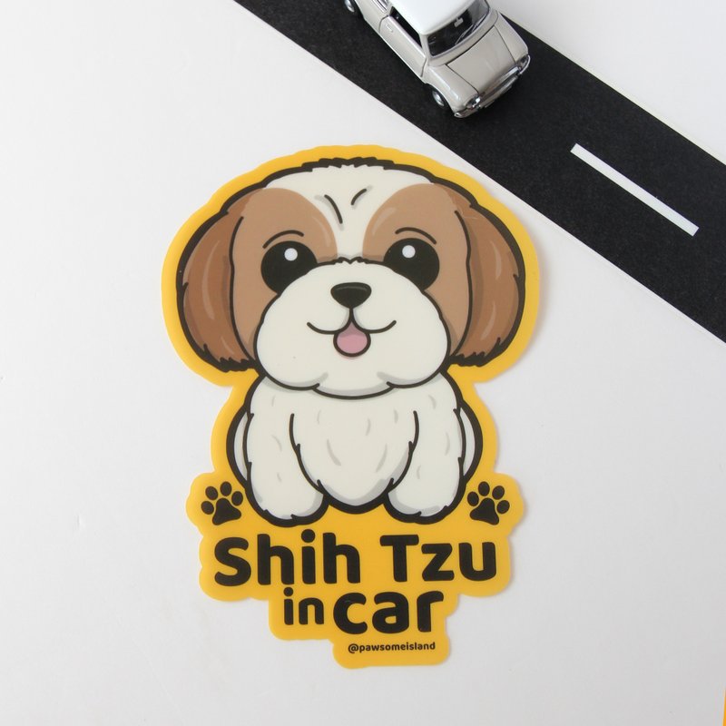 Pawsome Island 西施犬车贴15cm 静电贴 狗狗控车窗内贴外向 - 贴纸 - 防水材质 多色