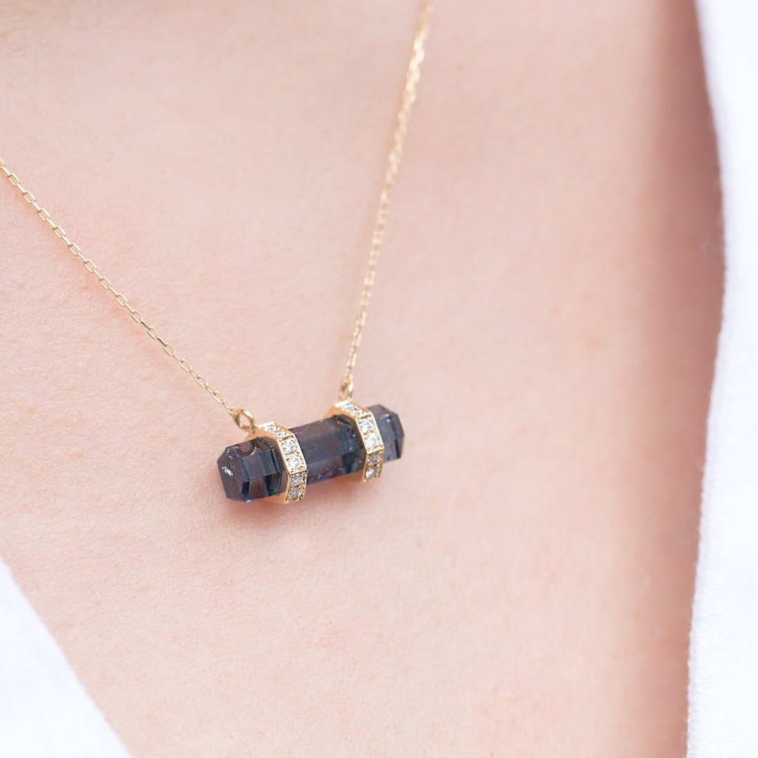 One of a Kind / K18YG × Tourmaline Diamond 0.06ct Necklace - 项链 - 宝石 金色