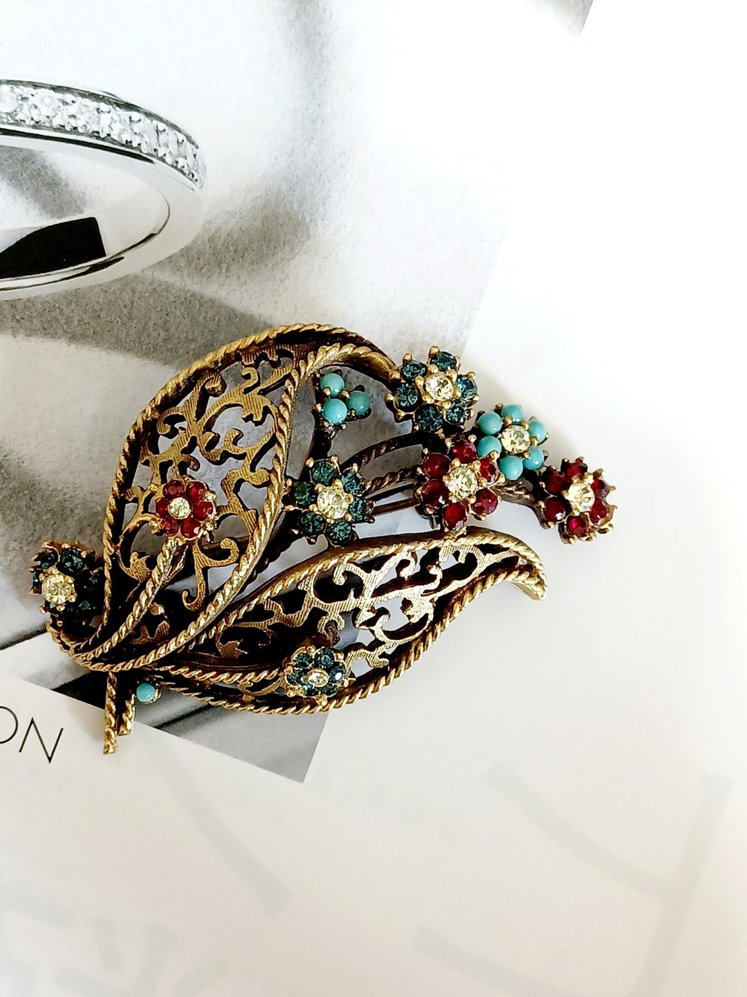 vintage jewelry  BSK 古铜阿拉伯窗花风格花卉 别针 - 胸针 - 其他金属 