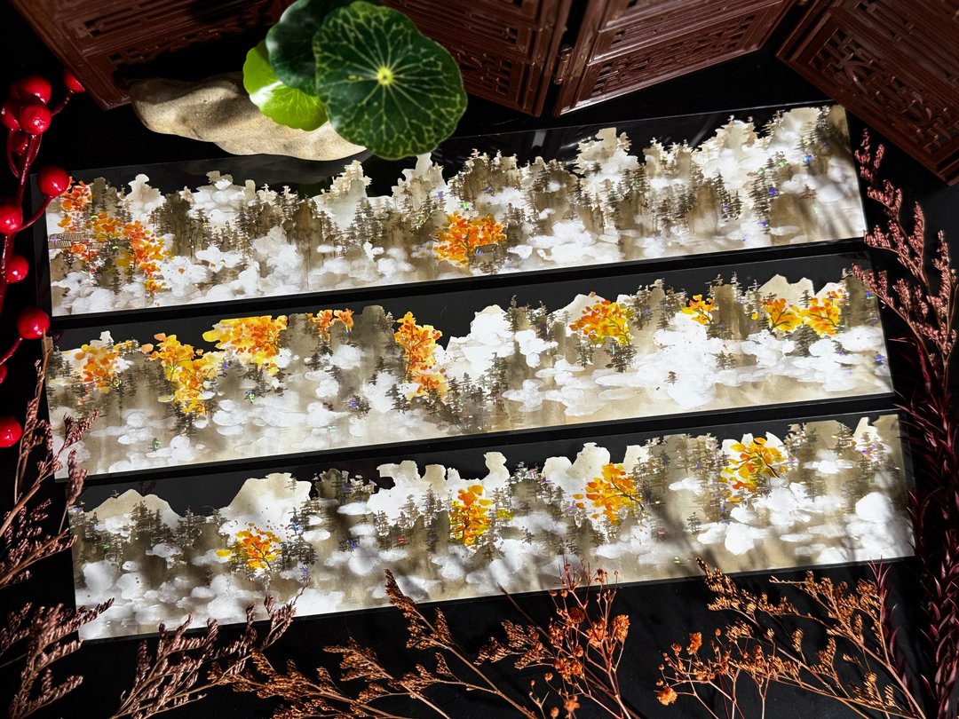 云雨巫山 PET 纸胶带 白墨贝壳光 10米卷 - 纸胶带 - 塑料 多色