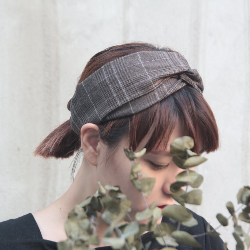 高雅英伦  混金银线   微挺围巾布  手工十字发带 - 发带/发箍 - 聚酯纤维 咖啡色