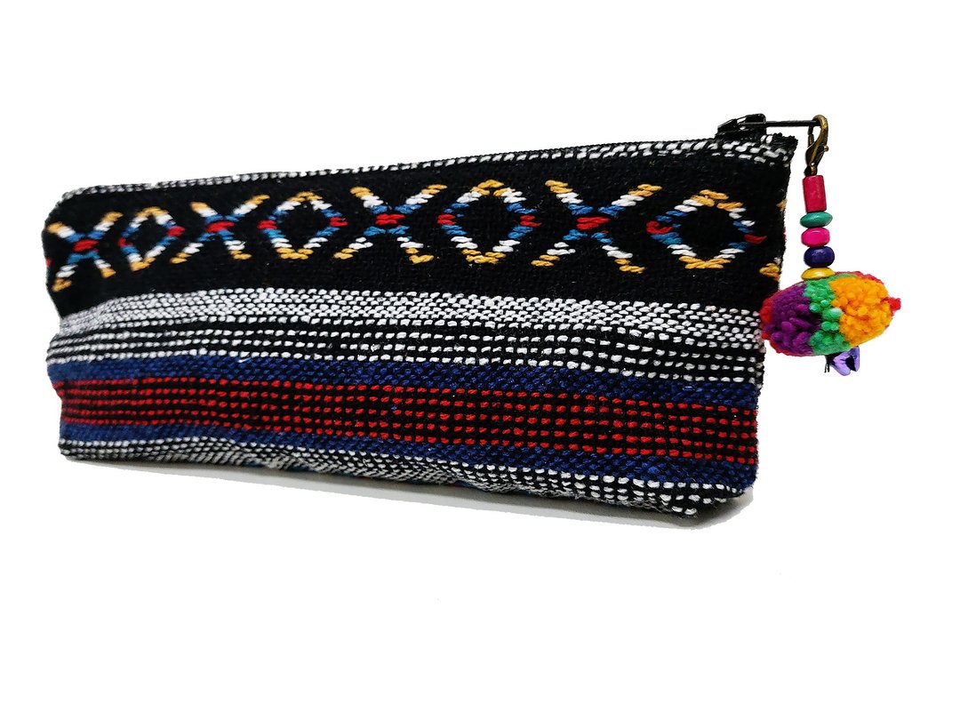 Woven Pencil Case Pen case Cotton Pencil Pouch Pom Pom Zipper Pencil Holder - 其他 - 棉 白色