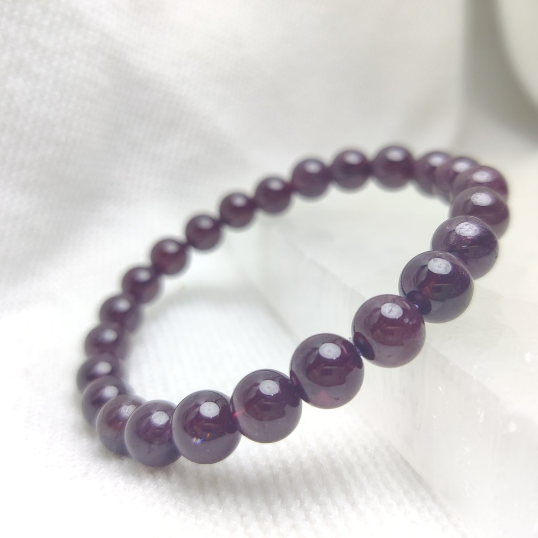 中国 7.5mm 8mm 9mm 10.5mm 紫牙乌 石榴石 Garnet - 手链/手环 - 水晶 紫色