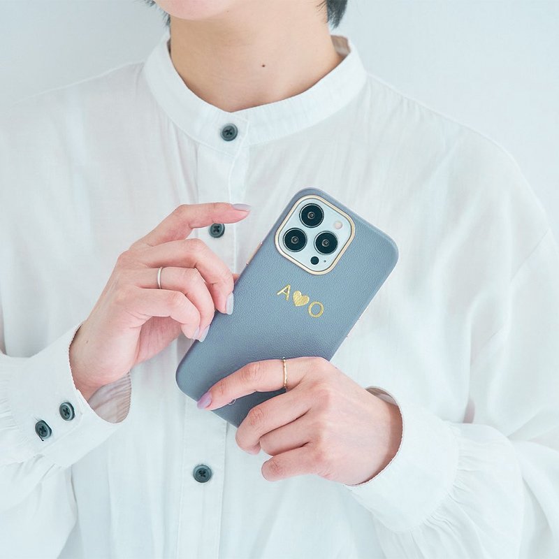 定制化礼物手造真皮革防摔马卡龙粉蓝色iPhone 13手机壳 快速出货 - 手机壳/手机套 - 真皮 蓝色