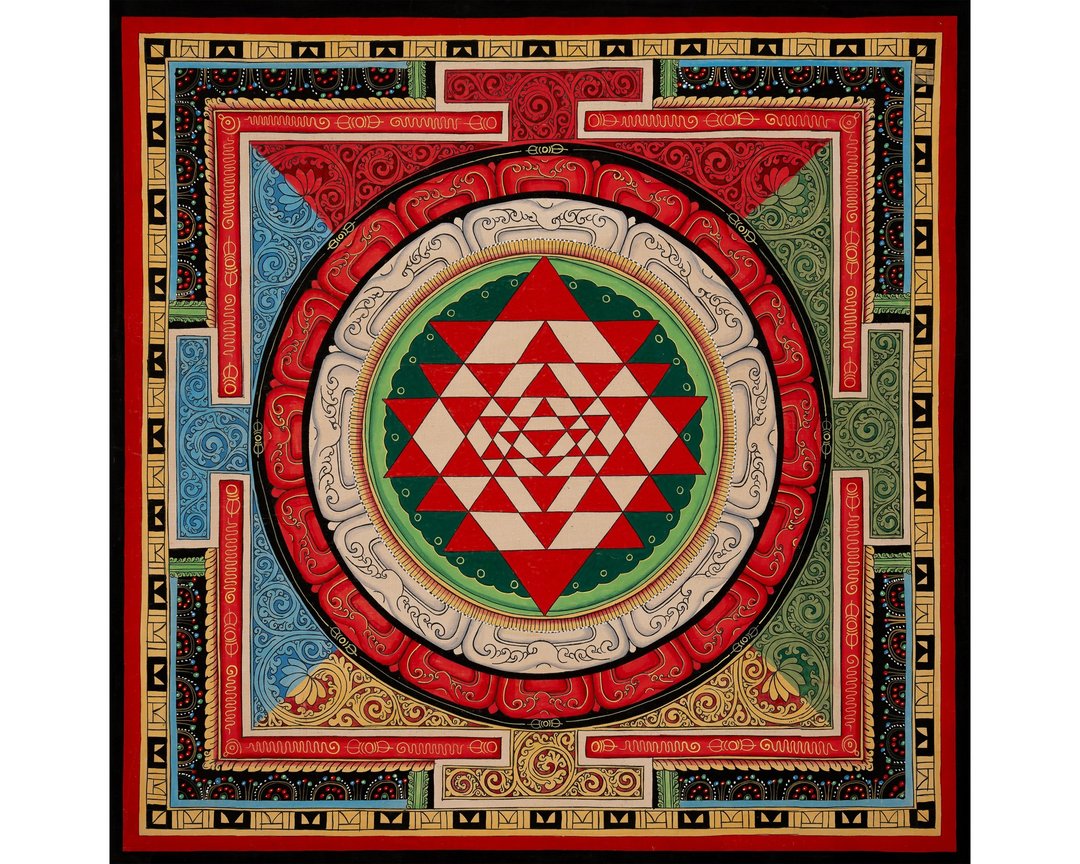 Shree Yantra 曼陀罗唐卡——财富与觉醒的能量几何 - 墙贴/壁贴 - 其他材质 多色