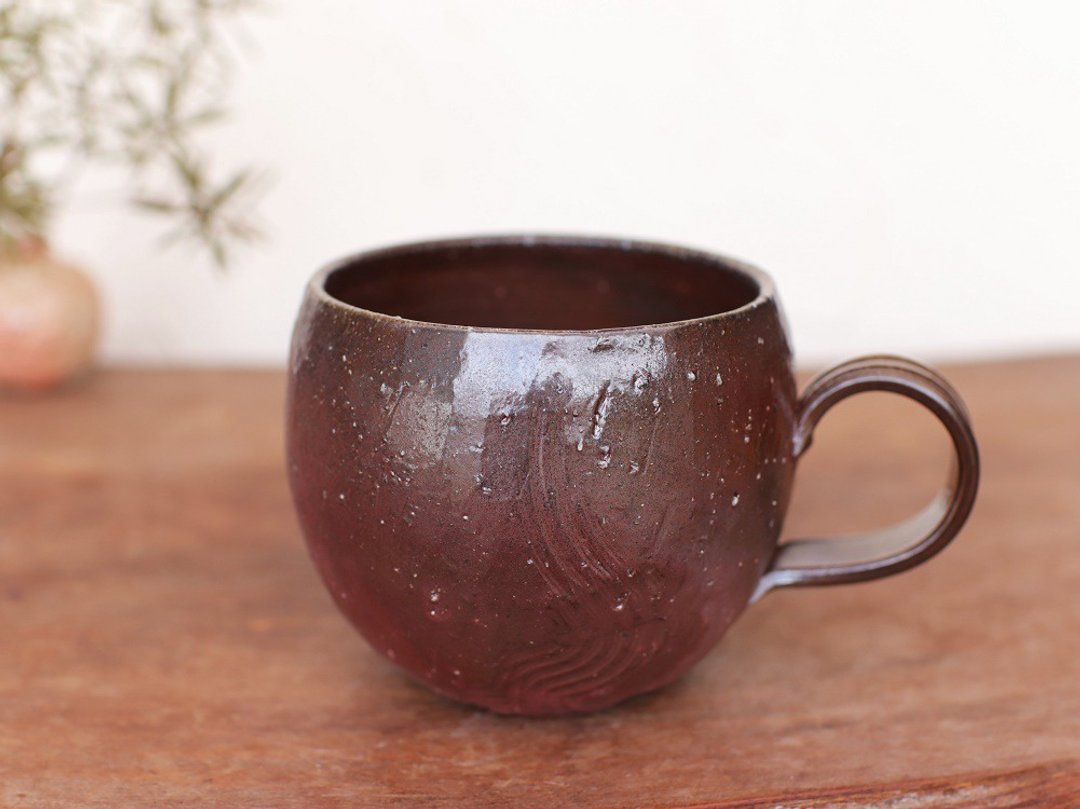 Bizen ware coffee cup (round) c4-073 - 咖啡杯/马克杯 - 陶 咖啡色