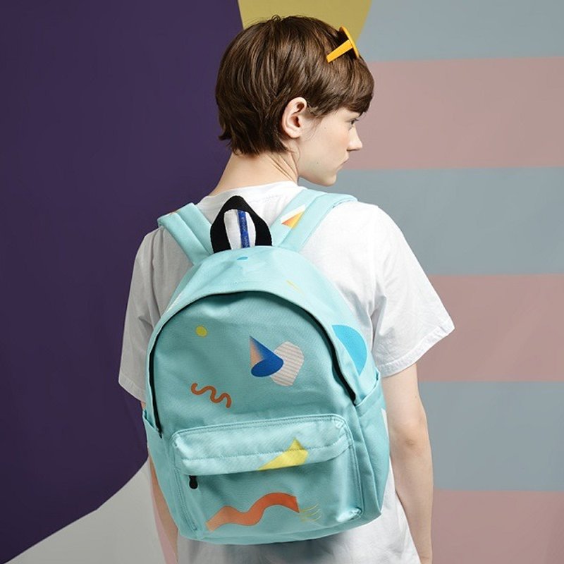 YIZISTORE原创几何印花帆布双肩包女大容量学生书包文艺休闲背包 - 后背包/双肩包 - 其他材质 