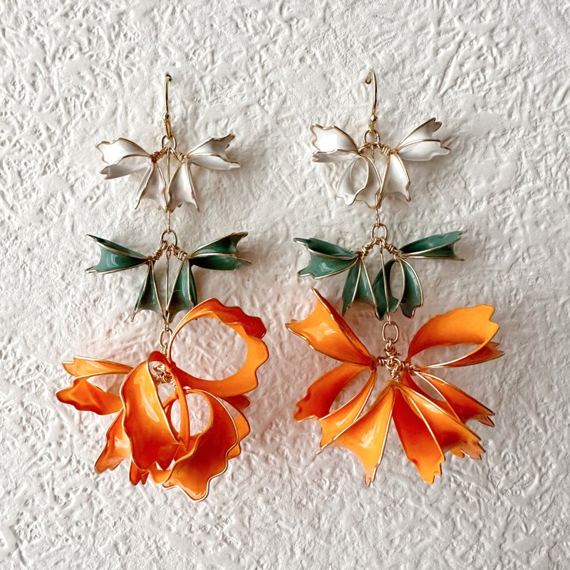 以花朵为灵感的金属丝配件 - 耳环/耳夹 - 其他金属 