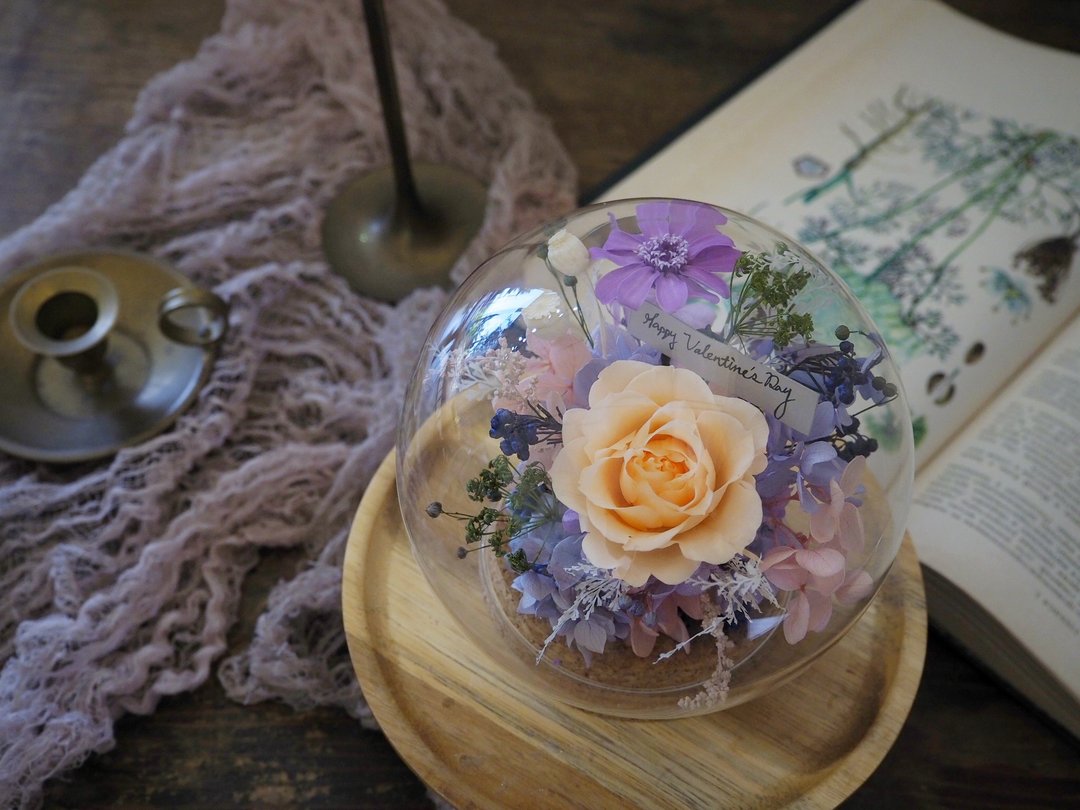 毕业毕业花束毕业花礼【永生花圆球玻璃罩盅】永生花不凋花 - 植栽/盆栽 - 植物．花 紫色